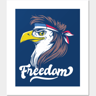 Bald Eagle with Mullet // Funny America Freedom 4th of July Posters and Art